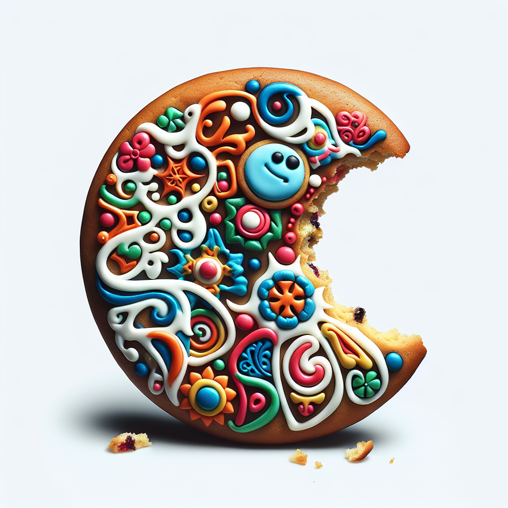 Kunstzinnige cookie met hapje eruit