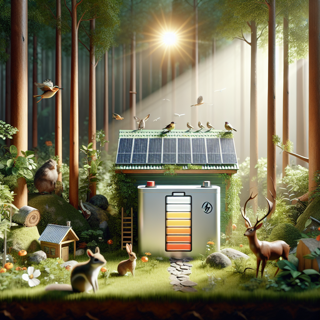 Thuisbatterij en zonnepanelen in een sprookjesbos
